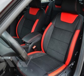 Авточохли Leather Style для салону Skoda Octavia A5 '05-13 червоні, з заднім підлокітником (MW Brothers)