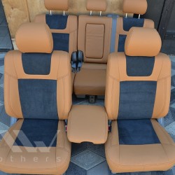 MW Brothers Авточохли Leather Style для салону Lexus LX 470 '00-07 рудий арпатек, темна алькантара (MW Brothers)