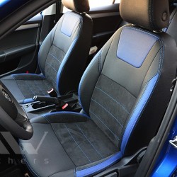 MW Brothers Авточохли Leather Style для салону Skoda Octavia A7 '13-17 сині вставки (MW Brothers)