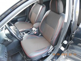 Авточохли Premium для салону Mitsubishi Lancer X (10) Sportback, мотор 1.8, червона строчка (MW Brothers)