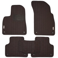 Inliner Килимки в салон Audi Q7 '15- (8 кліпс), SOTA Design з екошкіри, чорні з червоною ниткою (Inliner)