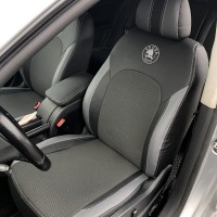 Авточохли для салону Skoda Octavia A5 '05-13, ліфтбек, без заднього підлокотника, з екошкіри+текстилю Vip Elite (EMC-Elegant)
