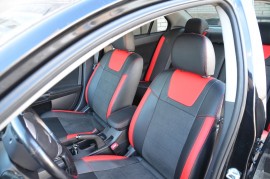 Авточохли Leather Style для салону Mitsubishi Lancer X (10) мотор 1.5, червоні (MW Brothers)