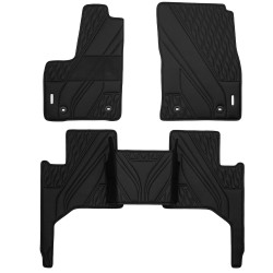 Килимки в салон для Toyota Land Cruiser 300 '21-, з екошкіри, Wave Style, чорні  (Inliner)