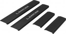 Накладки на пороги карбон для Mitsubishi Lancer X '07- (Premium + k)