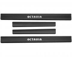 Накладки на пороги карбон для Skoda Octavia '96-10 (Premium+k)