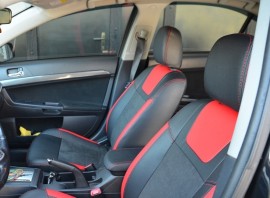 Авточохли Leather Style для салону Mitsubishi Lancer X (10) мотор 2.0, червоні (MW Brothers)