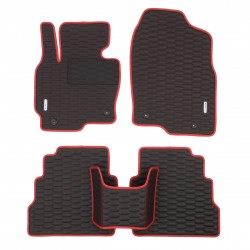 Inliner Килимки в салон Mazda CX-5 '12-17, USA, Sota Design з екошкіри, чорні з червоною тасьмою і строчкою (Inliner)