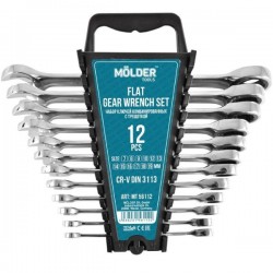 Набір ключів комбінованих Molder з тріскачкою та реверсом, 7-19 мм, 12шт.