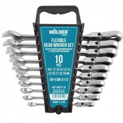 Набір ключів комбінованих Molder з тріскачкою та карданом, 8-19 мм, 10 шт