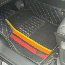 Килимки в салон Audi Q3 (F3) '19-, екошкіра, текстиль, чорні із золотим рядком ST-93 (Skopa)