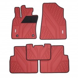 Inliner Килимки в салон Toyota Camry V70 '18-24, екошкіра, Wave Style, червоні з чорною ниткою та кантом (Inliner)