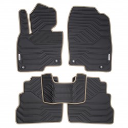 Inliner Килимки в салон Mazda CX-5 '17- USA, екошкіра, Geometric Design, чорні з бежевою тасьмою та чорною ниткою (Inliner)