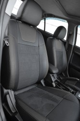 Авточохли Leather Style для салону Mitsubishi Lancer X (10) мотор 1.5, чорні (MW Brothers)