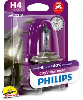 ����� ��� ��������� Philips CityVision Moto H4 12V P43t-38 60/55W (1 ��.) 12342CTVBW