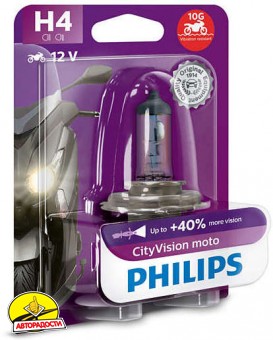����� ��� ��������� Philips CityVision Moto H4 12V P43t-38 60/55W (1 ��.) 12342CTVBW