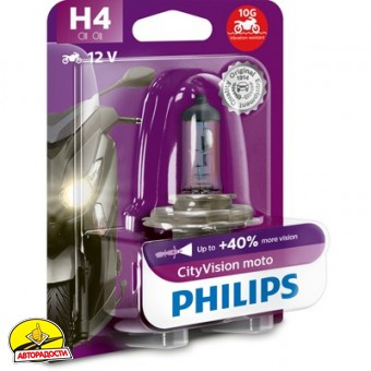 ����� ��� ��������� Philips CityVision Moto H4 12V P43t-38 60/55W (1 ��.) 12342CTVBW