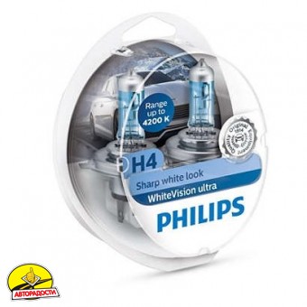 ����������� �������� Philips WhiteVision ultra H4 12V 60/55W + W5W (��������: 2 + 2 ��.)