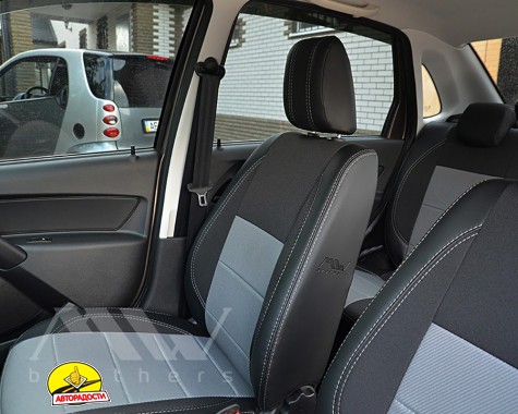 Авточохли Premium для салону Lada (ВАЗ) Granta 2190 '11- сіра строчка (MW Brothers)