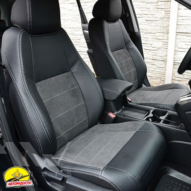 Авточохли Leather Style для салону Honda CR-V '17-, сіра строчка (MW Brothers)