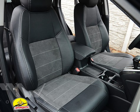 Авточохли Leather Style для салону Honda CR-V '17-, сіра строчка (MW Brothers)