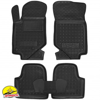 Килимки в салон для Peugeot 208 '19- (ДВЗ), гумові, чорні (AVTO-Gumm)