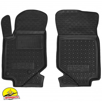 Килимки в салон передні для Peugeot 208 '19- (ДВЗ), гумові, чорні (AVTO-Gumm)