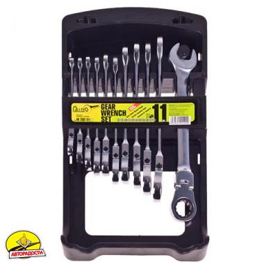 Набір ключів комбінованих Alloid з трещіткою та карданом, 11шт. 8-19 мм