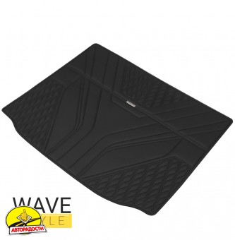 Килимок в багажник для Toyota Land Cruiser 300 '21-, 5 місць, екошкіра, Wave Style, чорний (Inliner)