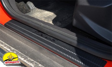 Накладки на пороги карбон для Ford Focus III '11- (Premium + k)
