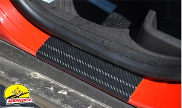 Накладки на пороги карбон для Ford Focus III '11- (Premium + k)