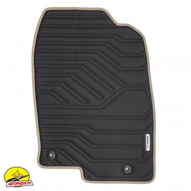 Килимки в салон Mazda CX-5 '17- USA, екошкіра, Geometric Design, чорні з бежевою тасьмою та чорною ниткою (Inliner)