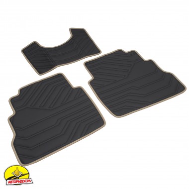 Килимки в салон Mazda CX-5 '17- USA, екошкіра, Geometric Design, чорні з бежевою тасьмою та чорною ниткою (Inliner)