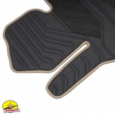 Килимки в салон Mazda CX-5 '17- USA, екошкіра, Geometric Design, чорні з бежевою тасьмою та чорною ниткою (Inliner)