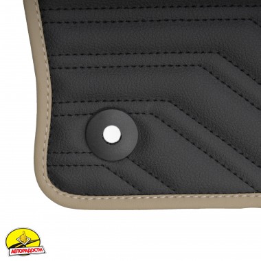 Килимки в салон Mazda CX-5 '17- USA, екошкіра, Geometric Design, чорні з бежевою тасьмою та чорною ниткою (Inliner)