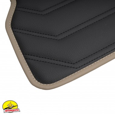 Килимки в салон Mazda CX-5 '17- USA, екошкіра, Geometric Design, чорні з бежевою тасьмою та чорною ниткою (Inliner)