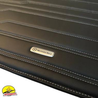 Килимок в багажник Mercedes EQS SUV X296 '23- (5 місць), екошкіра, Geometric Design, чорний з сірою ниткою (Inliner)