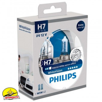 ����������� �������� Philips WhiteVision H7 12V 55W (��������: 2 ��.)